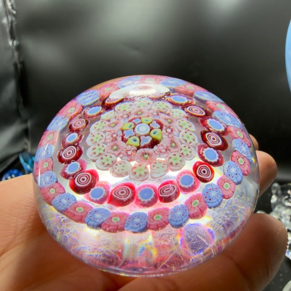 Baccarat Millefiori Art Glass Paperweight Concentric Floral Murrine Pink RARE - Picture 8 of 16